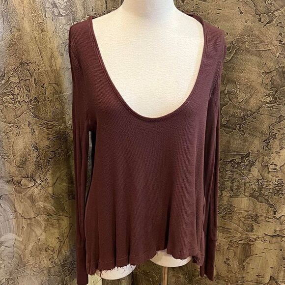 We The Free Tops - We The Free Long Sleeve Waffle Knit Off The Shoulder Pullover Size Small